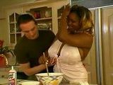 Huge Boobs BBW Ebony Stepmom Fucks Her Stepson While Baking a Chocolate Cake - AsianJizzHub
